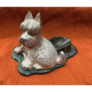 Vintage Cast Iron Scottie Dog Pipe Holder 1930s Figural Scotty Tobacciana Decor